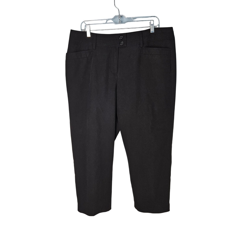 Sandro Sportwear Black Crop Trousers Pants Double Button Womens 16 Career Office